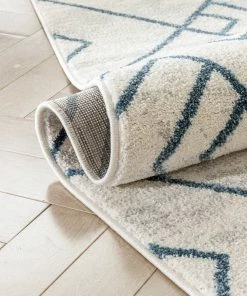 Well Woven Global Diodelly Moroccan Lattice Trellis Blue Ivory Rug