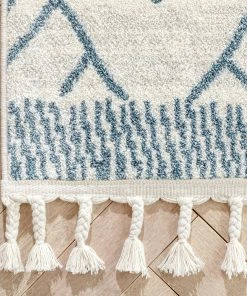 Well Woven Global Diodelly Moroccan Lattice Trellis Blue Ivory Rug