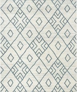 Well Woven Global Diodelly Moroccan Lattice Trellis Blue Ivory Rug