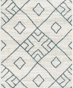 Well Woven Global Diodelly Moroccan Lattice Trellis Blue Ivory Rug