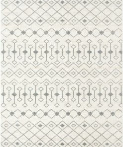 Well Woven Global Transistora Nordic Tribal Trellis Pattern Ivory Grey Rug
