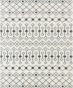 Well Woven Transistora Nordic Tribal Trellis Pattern Charcoal Ivory Rug