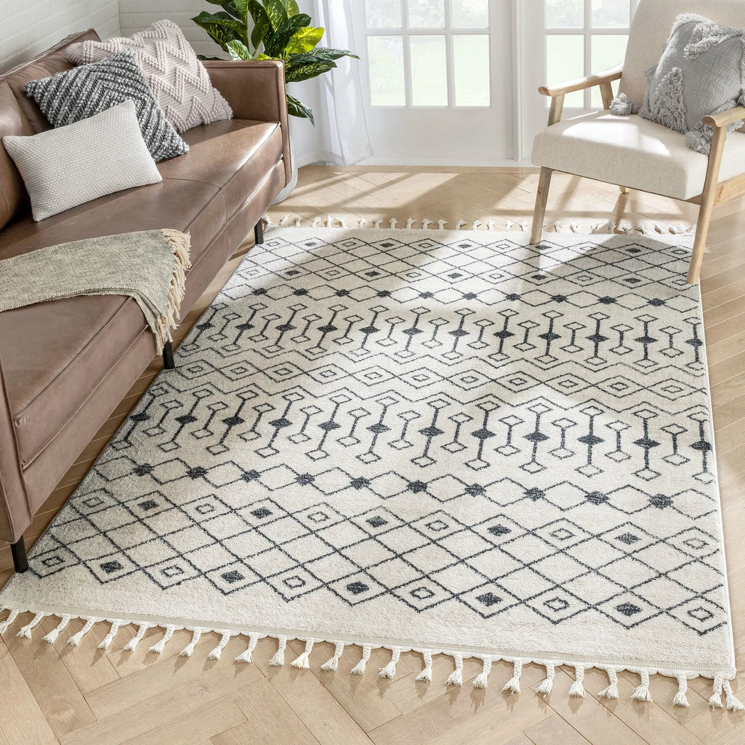 Well Woven Transistora Nordic Tribal Trellis Pattern Charcoal Ivory Rug 1 Well Woven Transistora Nordic Tribal Trellis Pattern Charcoal Ivory Rug