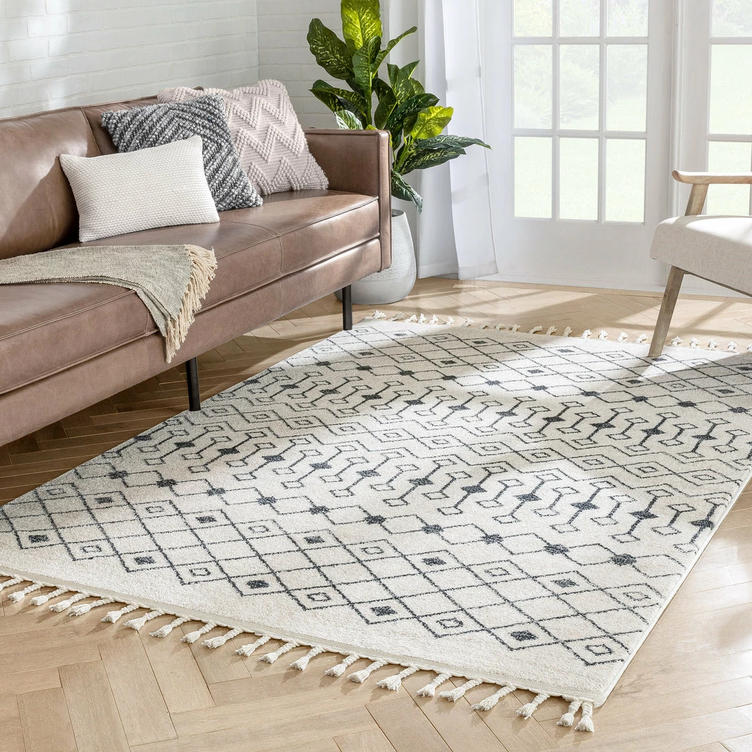 Well Woven Transistora Nordic Tribal Trellis Pattern Charcoal Ivory Rug 8 Well Woven Transistora Nordic Tribal Trellis Pattern Charcoal Ivory Rug