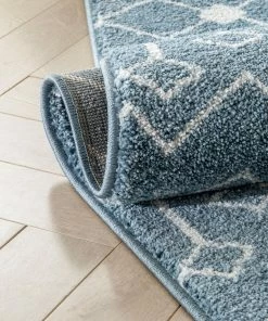 Well Woven Transistora Nordic Tribal Trellis Pattern Blue Rug