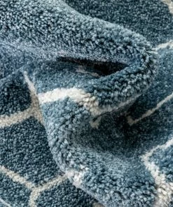 Well Woven Transistora Nordic Tribal Trellis Pattern Blue Rug