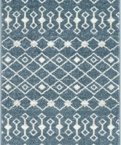 Well Woven Transistora Nordic Tribal Trellis Pattern Blue Rug