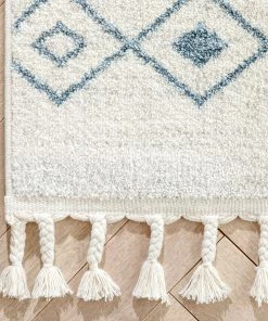 Well Woven Transistora Nordic Tribal Trellis Pattern Light Blue Ivory Rug