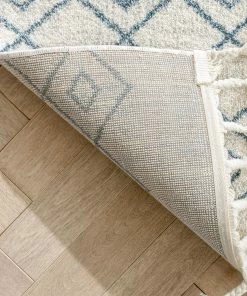 Well Woven Transistora Nordic Tribal Trellis Pattern Light Blue Ivory Rug