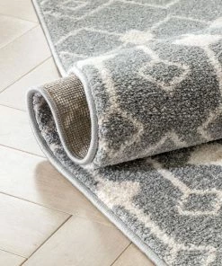 Well Woven Global Transistora Nordic Tribal Trellis Pattern Grey Rug