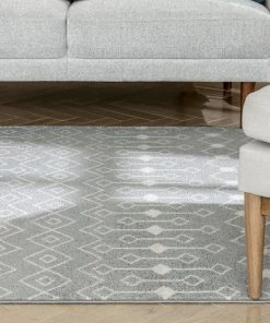 Well Woven Global Transistora Nordic Tribal Trellis Pattern Grey Rug