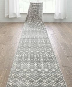 Well Woven Custom Size Runner Transistora Tribal Trellis Geometric Pattern Grey 27 Inch Wide X Choose Your Length Hallway Runner Rug Global