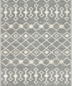 Well Woven Global Transistora Nordic Tribal Trellis Pattern Grey Rug