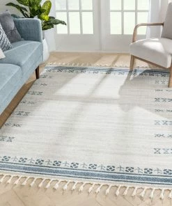 Well Woven Global Capa Nordic Tribal Ivory Blue Rug