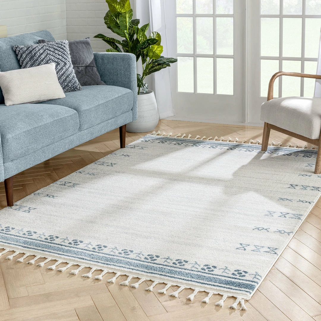 Well Woven Global Capa Nordic Tribal Ivory Blue Rug 8 Well Woven Global Capa Nordic Tribal Ivory Blue Rug
