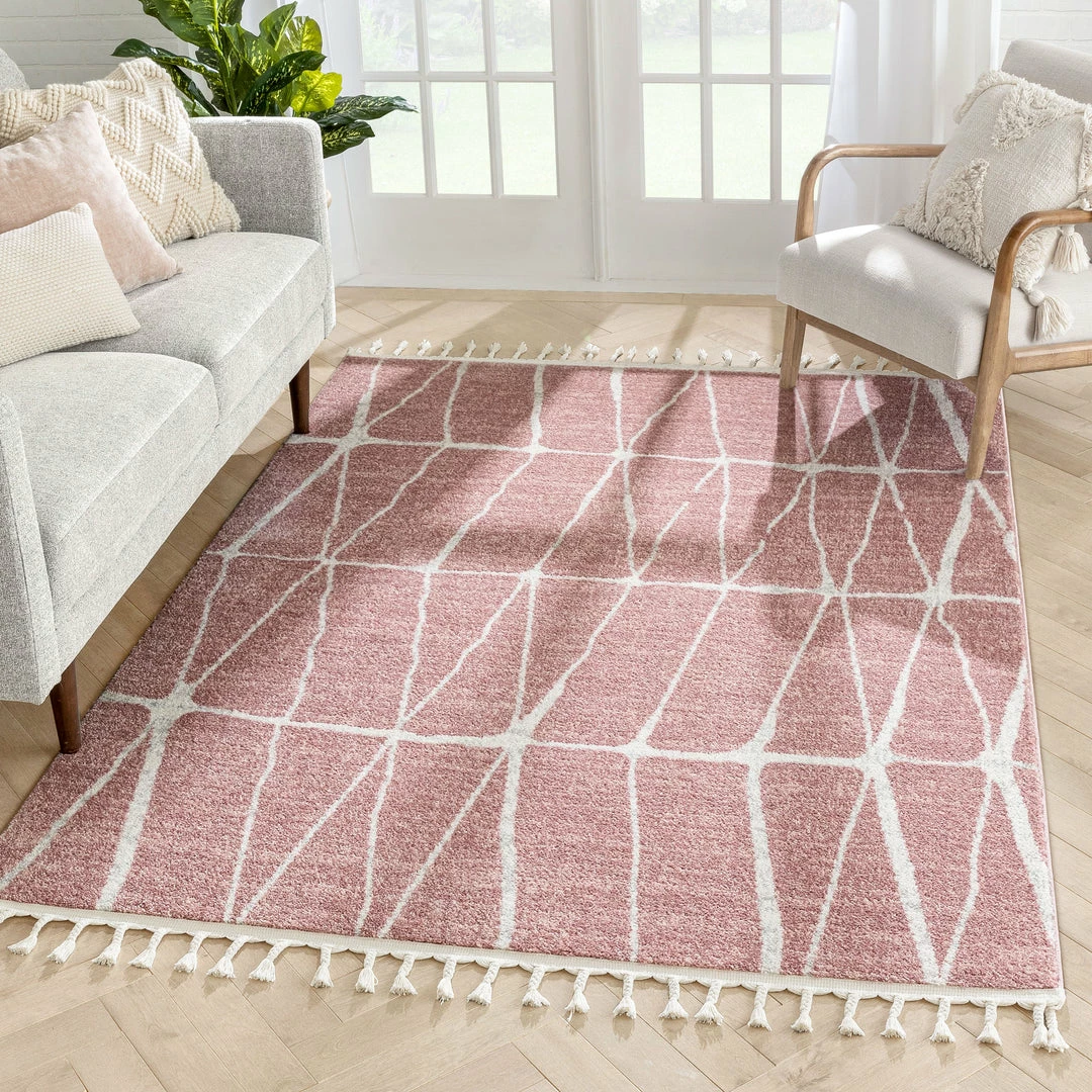 Well Woven Crisscross Nordic Geometric Pattern Blush Ivory Rug Global 1 Well Woven Crisscross Nordic Geometric Pattern Blush Ivory Rug Global