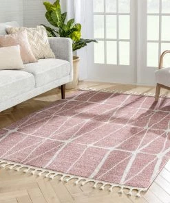 Well Woven Crisscross Nordic Geometric Pattern Blush Ivory Rug Global 21 Well Woven Crisscross Nordic Geometric Pattern Blush Ivory Rug Global