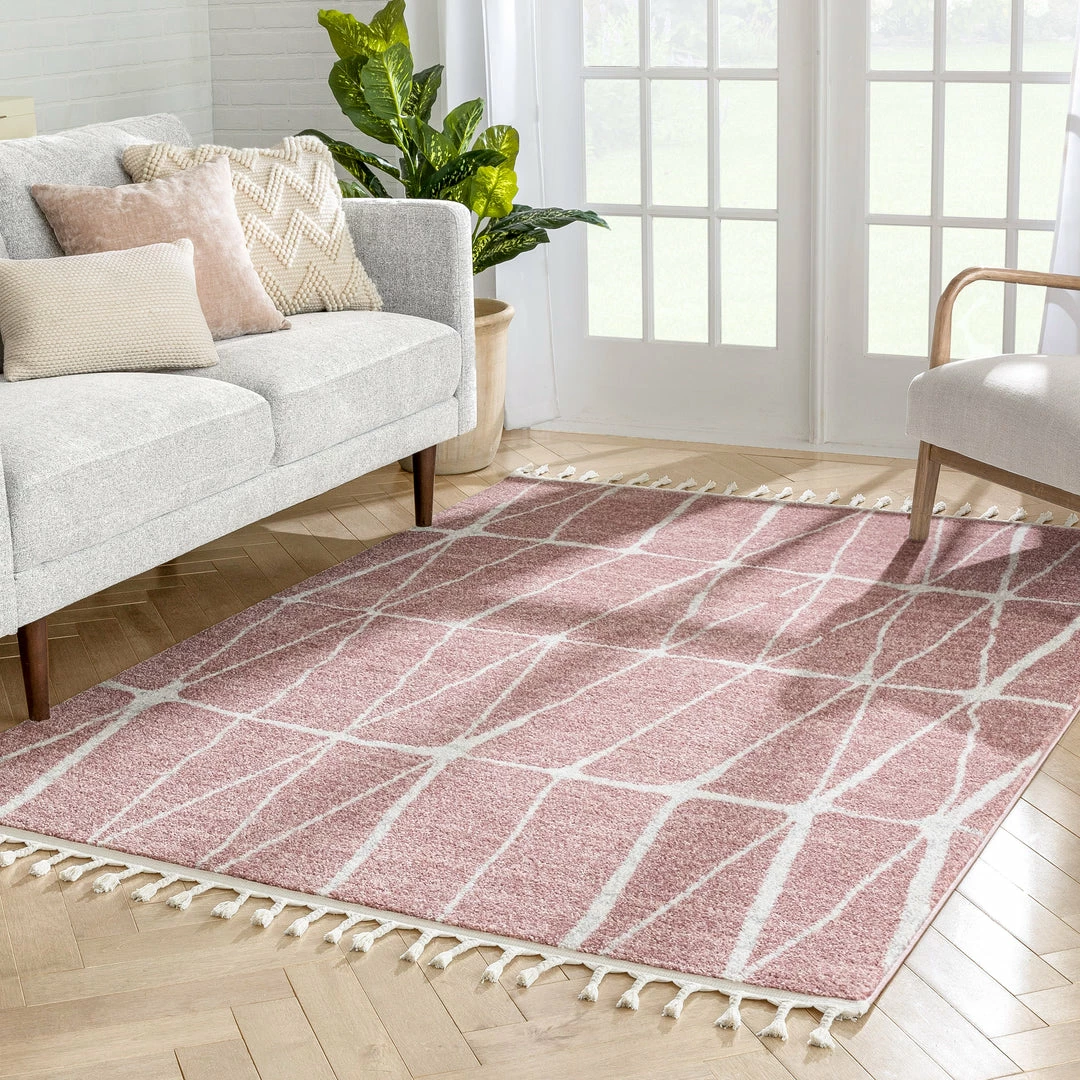 Well Woven Crisscross Nordic Geometric Pattern Blush Ivory Rug Global 9 Well Woven Crisscross Nordic Geometric Pattern Blush Ivory Rug Global