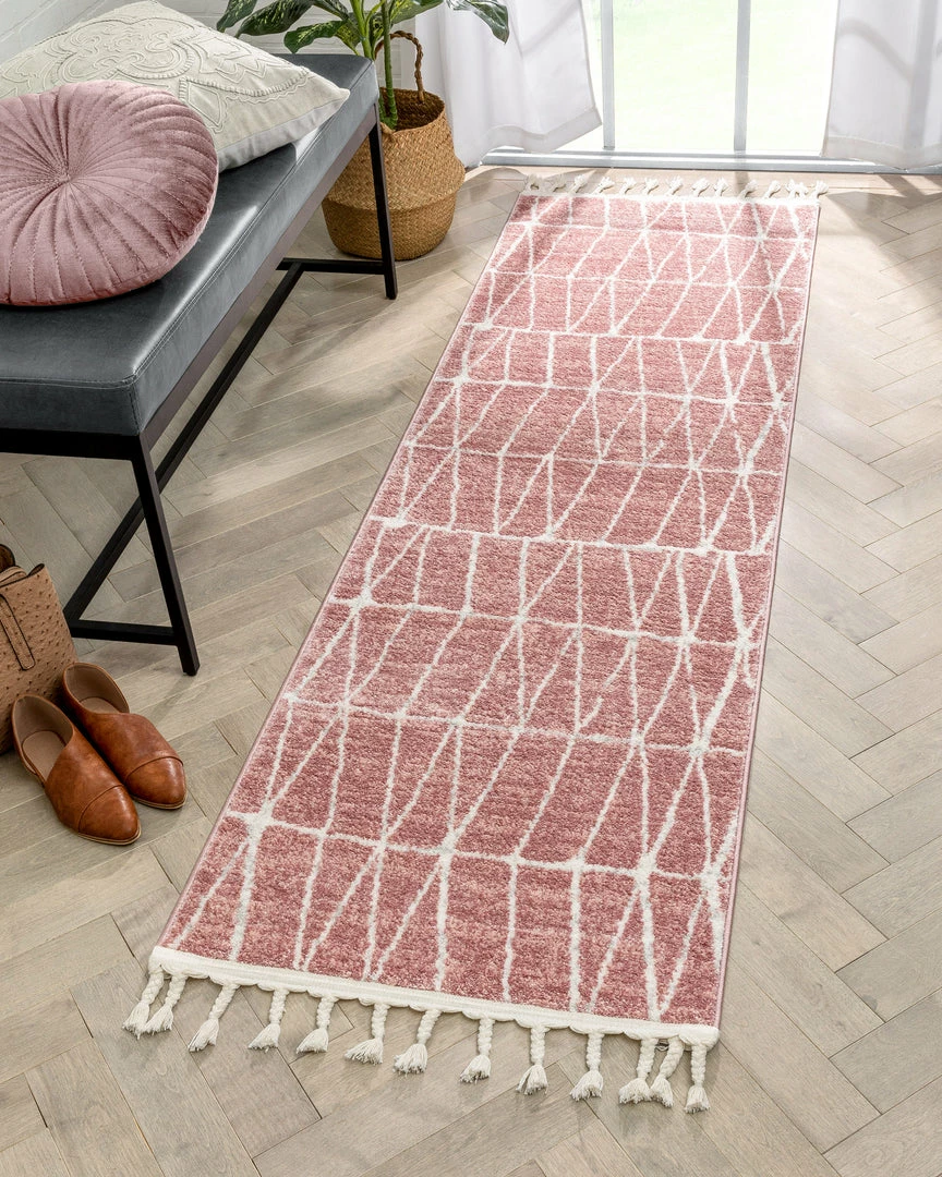 Well Woven Crisscross Nordic Geometric Pattern Blush Ivory Rug Global 7 Well Woven Crisscross Nordic Geometric Pattern Blush Ivory Rug Global