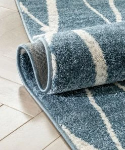 Well Woven Crisscross Nordic Geometric Pattern Blue Rug