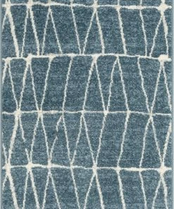 Well Woven Crisscross Nordic Geometric Pattern Blue Rug