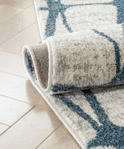 Well Woven Crisscross Nordic Geometric Pattern Blue Ivory Rug Global