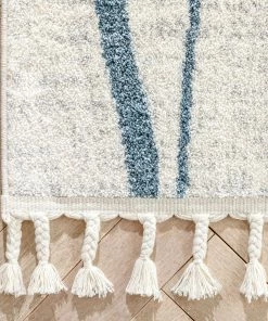 Well Woven Crisscross Nordic Geometric Pattern Blue Ivory Rug Global