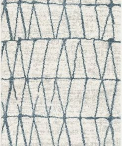 Well Woven Crisscross Nordic Geometric Pattern Blue Ivory Rug Global