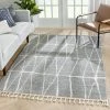 Well Woven Crisscross Nordic Geometric Pattern Grey Rug