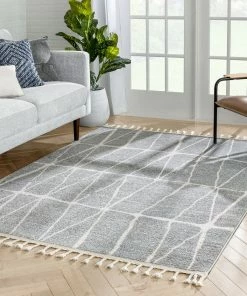 Well Woven Crisscross Nordic Geometric Pattern Grey Rug