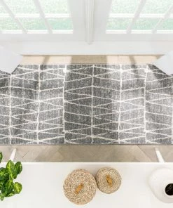 Well Woven Crisscross Nordic Geometric Pattern Grey Rug