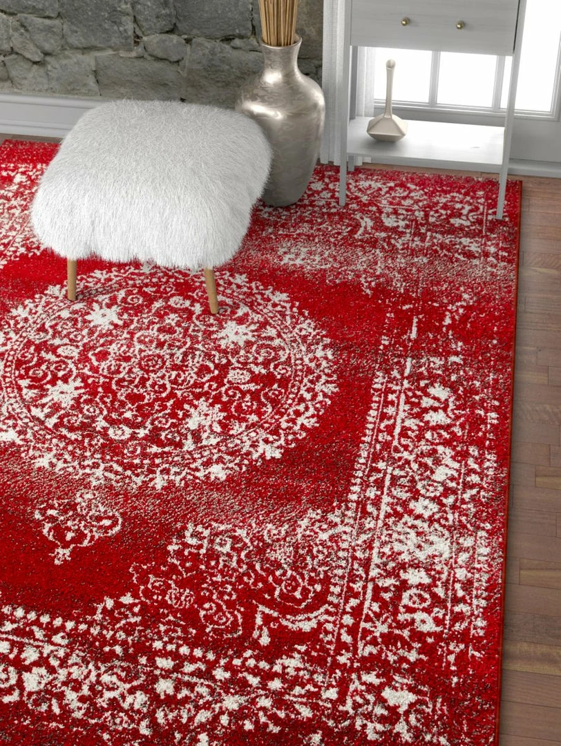 Well Woven Mora Red Traditional Vintage Persian Distressed Rug 7'10" X 9'10" Global 2 Well Woven Mora Red Traditional Vintage Persian Distressed Rug 7'10" X 9'10" Global