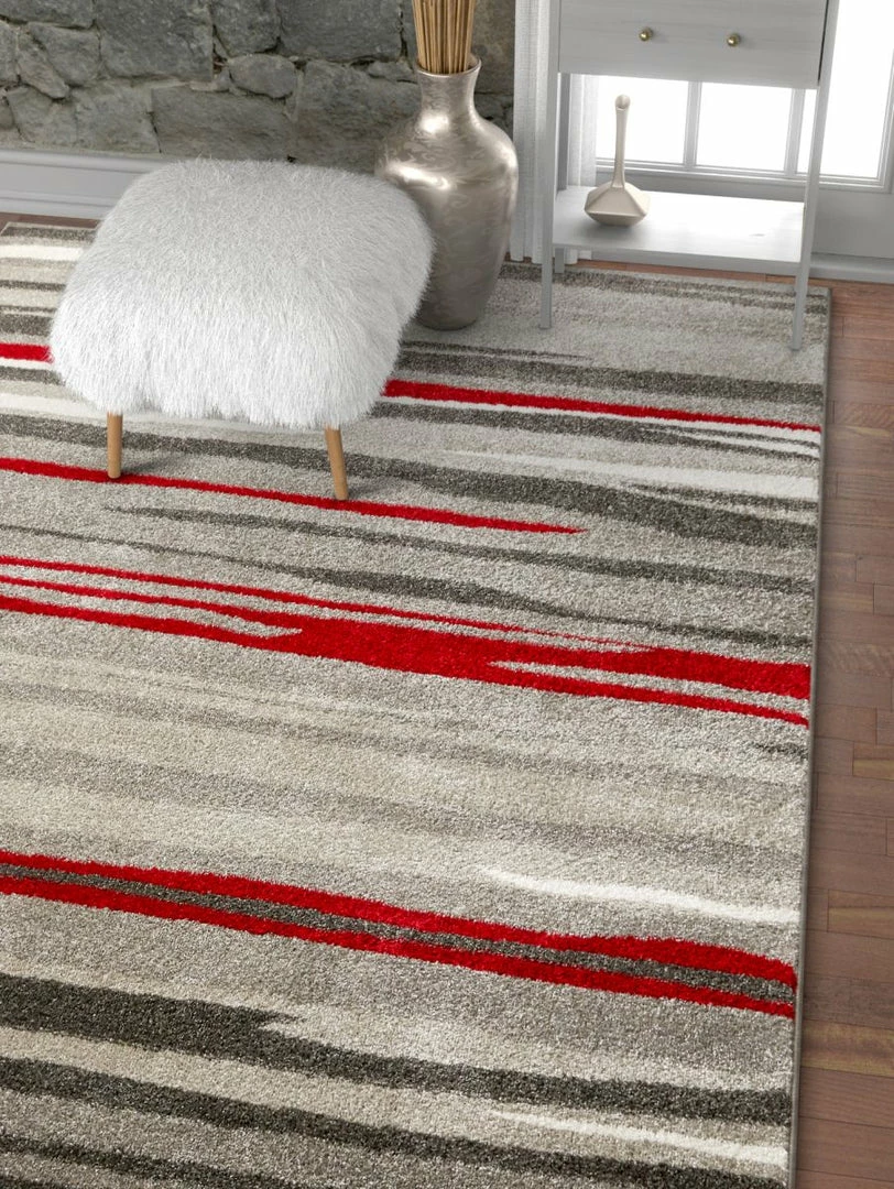 Well Woven Global Oscar Red Modern Abstract Lines Rug 2 Well Woven Global Oscar Red Modern Abstract Lines Rug