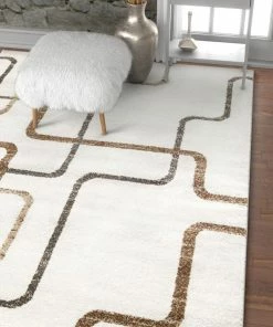 Well Woven Global Juillet Ivory Modern Geometric Solid Lines Rug