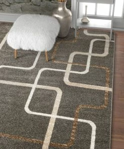 Well Woven Global Juillet Charcoal Modern Geometric Solid Lines Rug