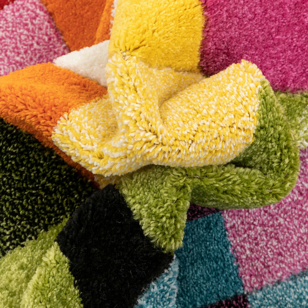 Well Woven Marvel Mid-Century Modern Construct Geometric Multi Hand-Carved Rug 4 Well Woven Marvel Mid-Century Modern Construct Geometric Multi Hand-Carved Rug