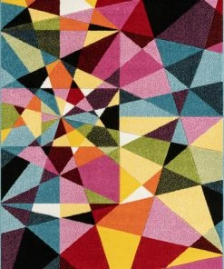 Well Woven Marvel Mid-Century Modern Construct Geometric Multi Hand-Carved Rug