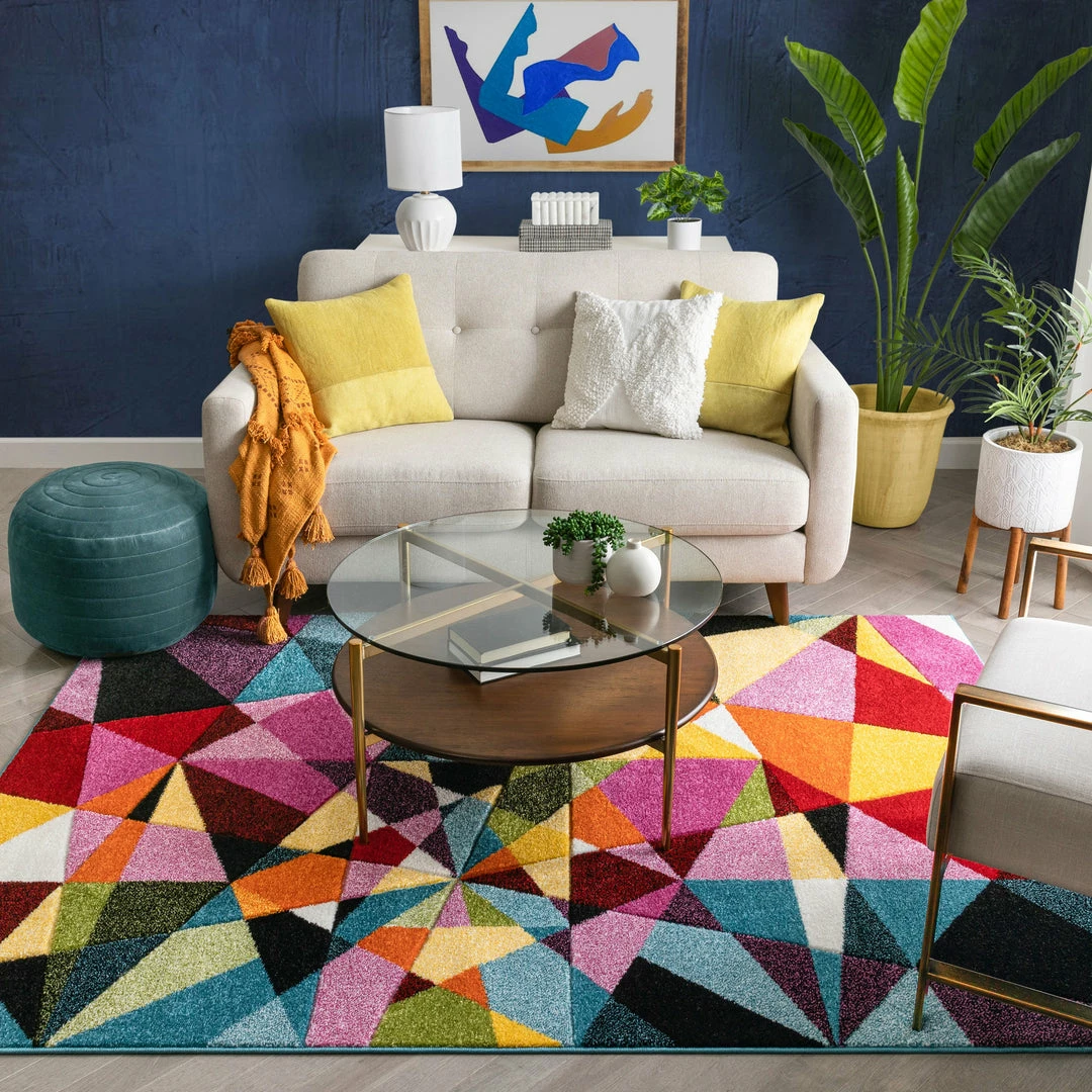 Well Woven Marvel Mid-Century Modern Construct Geometric Multi Hand-Carved Rug 3 Well Woven Marvel Mid-Century Modern Construct Geometric Multi Hand-Carved Rug