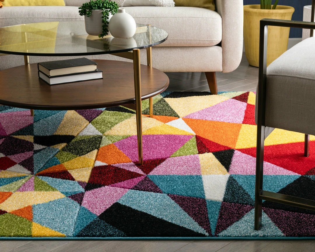 Well Woven Marvel Mid-Century Modern Construct Geometric Multi Hand-Carved Rug 6 Well Woven Marvel Mid-Century Modern Construct Geometric Multi Hand-Carved Rug