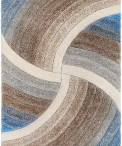 Well Woven Ucci Modern Modern Geometric Shag Beige 3D Textured Thick & Soft Shag Rug