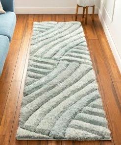 Well Woven Ucci Blue Modern 3D Textured Shag Rug By Chill Rugs Geometric