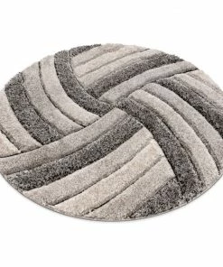 Well Woven Geometric Ucci Grey Modern 3D Textured Shag Rug