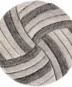 Well Woven Geometric Ucci Grey Modern 3D Textured Shag Rug