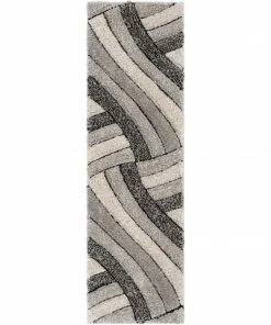 Well Woven Geometric Ucci Grey Modern 3D Textured Shag Rug