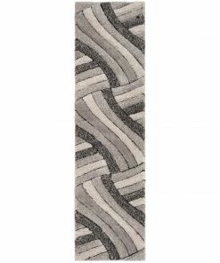 Well Woven Geometric Ucci Grey Modern 3D Textured Shag Rug