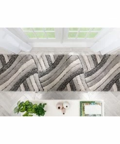 Well Woven Geometric Ucci Grey Modern 3D Textured Shag Rug