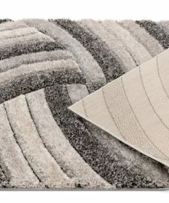 Well Woven Geometric Ucci Grey Modern 3D Textured Shag Rug