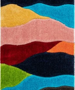 Well Woven Balboa Modern Abstract Shag Multi 3D Textured Thick & Soft Shag Rug Geometric