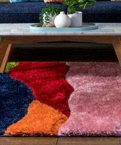Well Woven Balboa Modern Abstract Shag Multi 3D Textured Thick & Soft Shag Rug Geometric