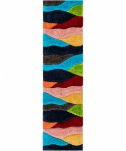 Well Woven Balboa Modern Abstract Shag Multi 3D Textured Thick & Soft Shag Rug Geometric